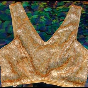 Gold sequin crop top